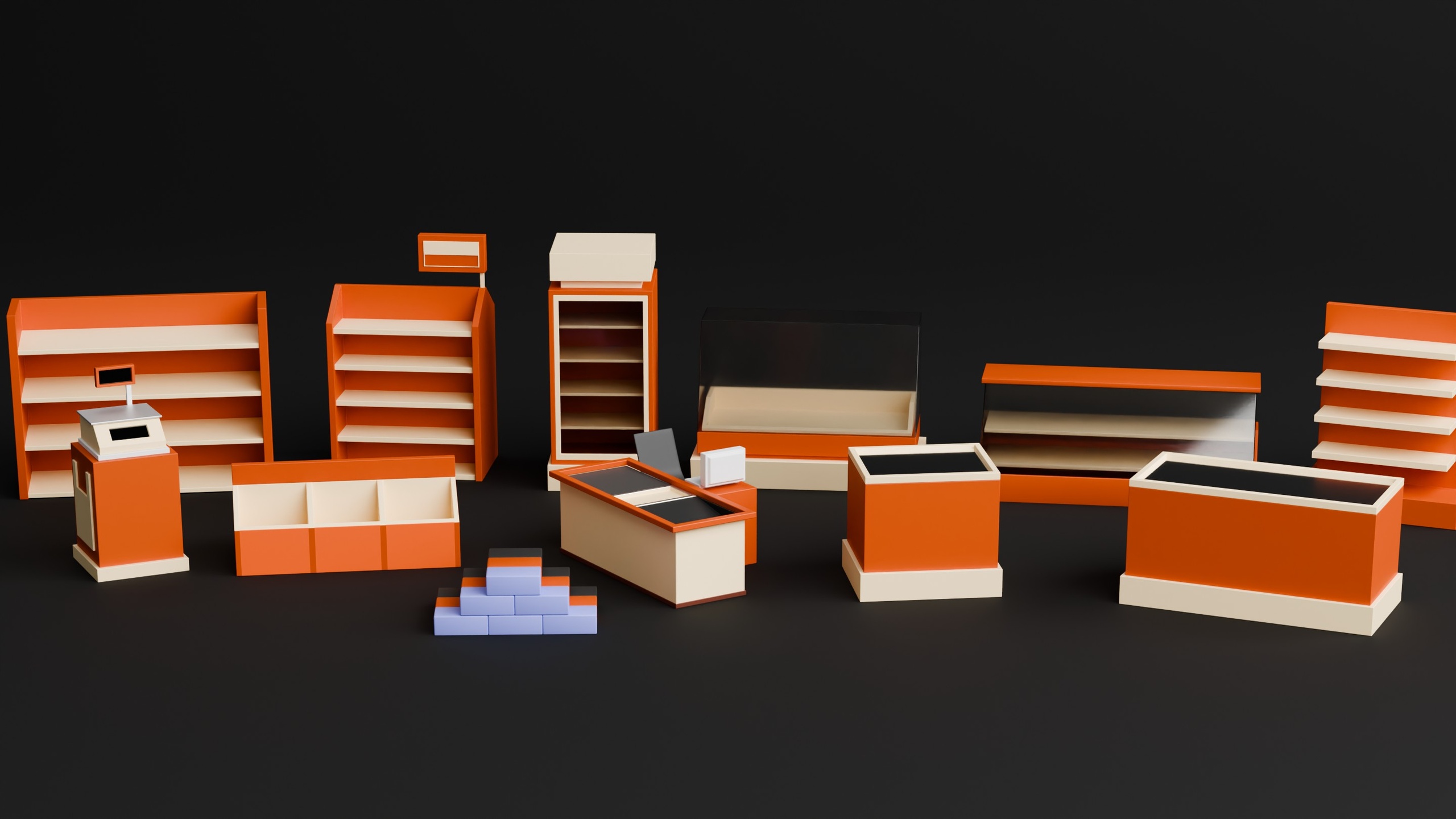 Media 1 for listing Low Poly Store Shelves and Supermarket Rack Pack