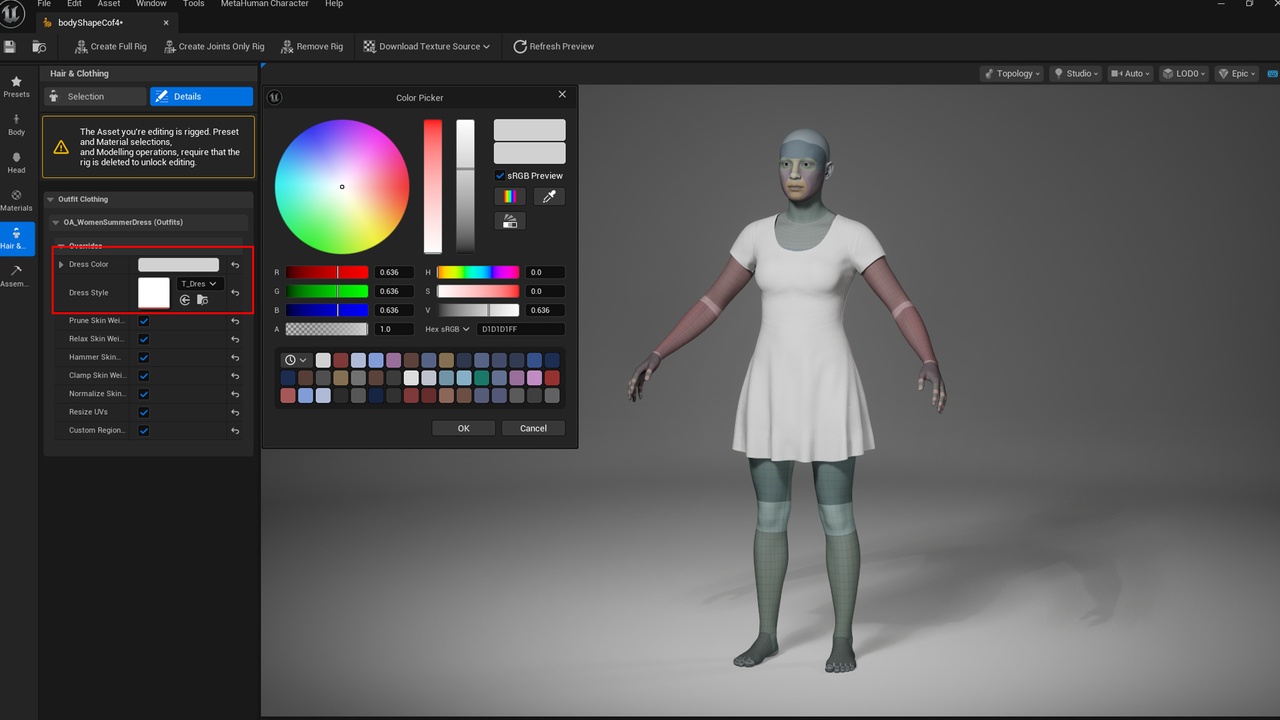Media 1 for listing Women Summer Dress - Metahuman Skirt Clothes - Parametric Outfit PBR