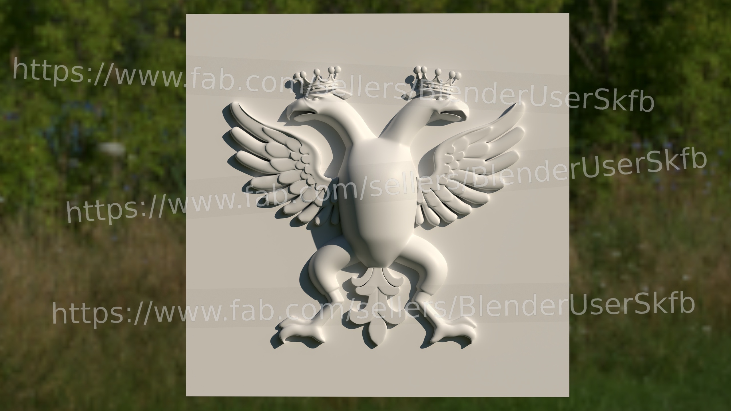 Медиа 1 для объявления Double‑Headed Heraldic Eagle (Crowned, 3D‑Printable, Modular Wings)