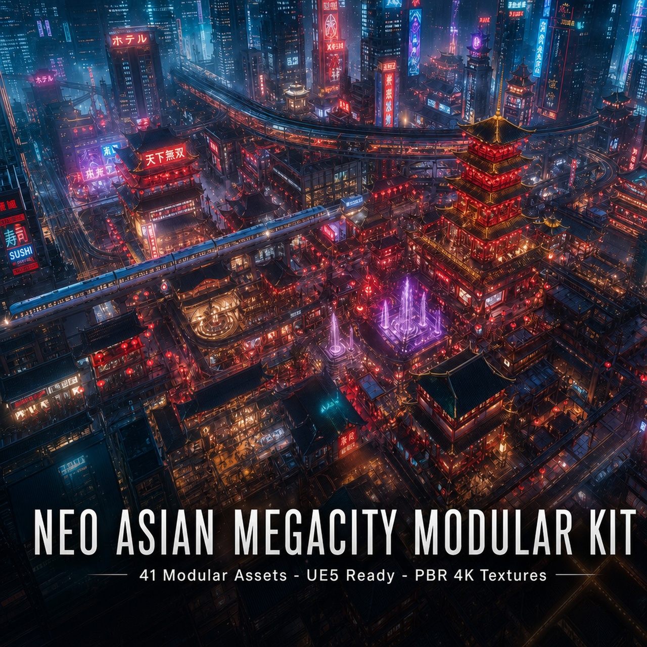 Neo Asian Megacity Urban environment Modular Kit | Fab