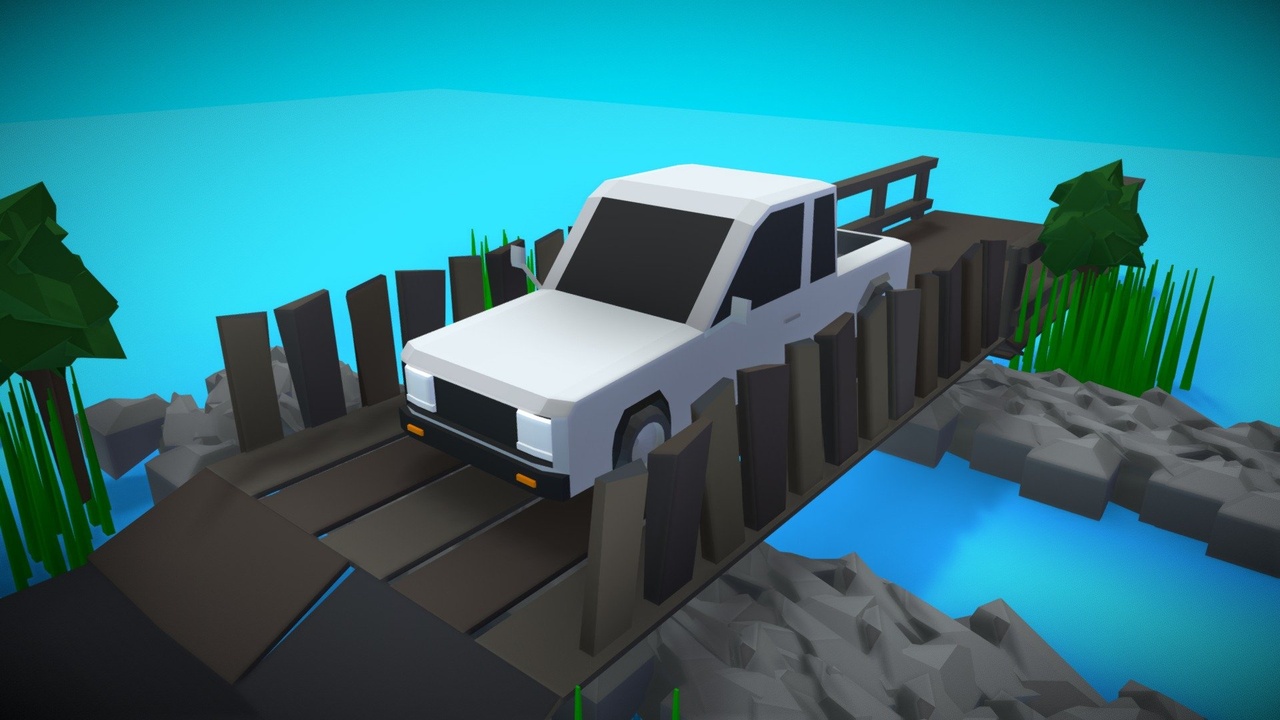 Media 1 for listing (FREE) Low Poly: White Old Truck On Water