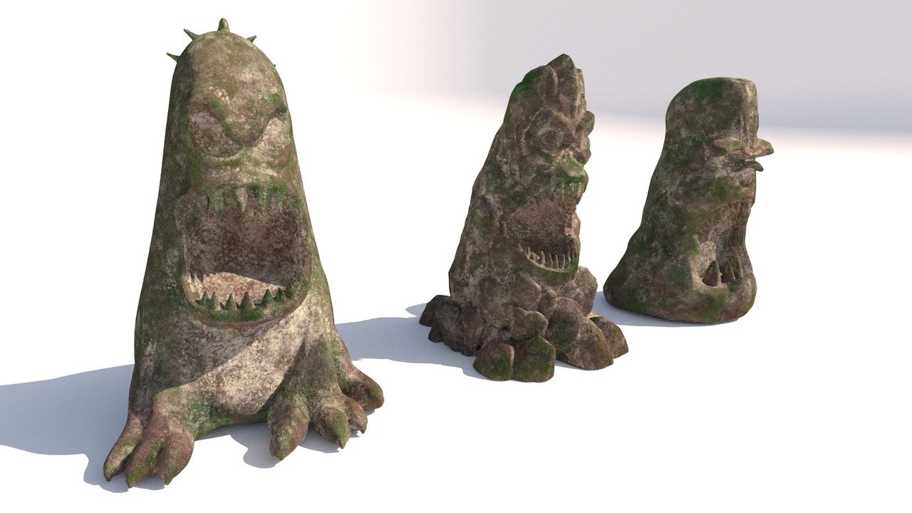 Media 1 for listing stone totems shaped like monsters