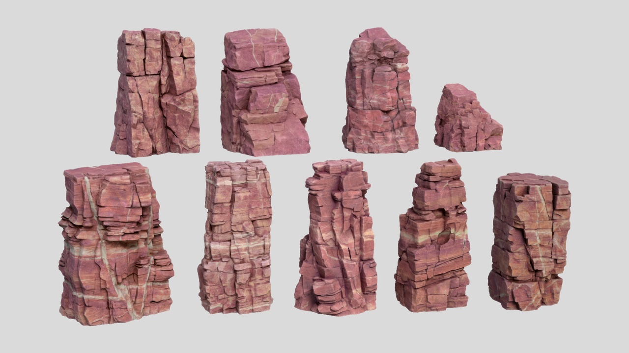 Media 1 for listing 9 Highpoly Modular Sandstones 3D Pack C 260616