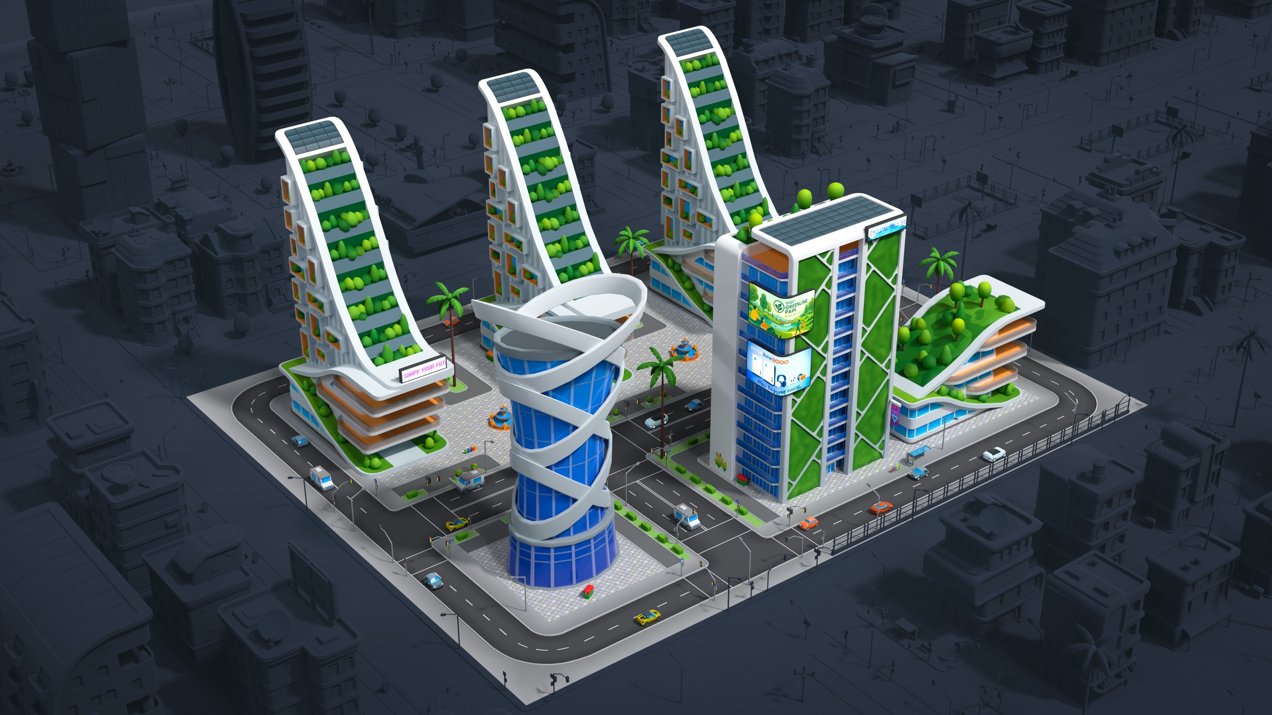 Media 1 for listing Cartoon City Free - Low Poly 3D Models Pack
