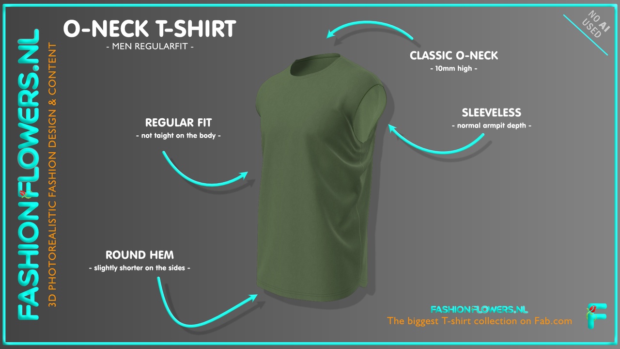Media 1 for listing Green Colour Classic Round Neck T-Shirt | Without Sleeves | Round Hem Tshirt