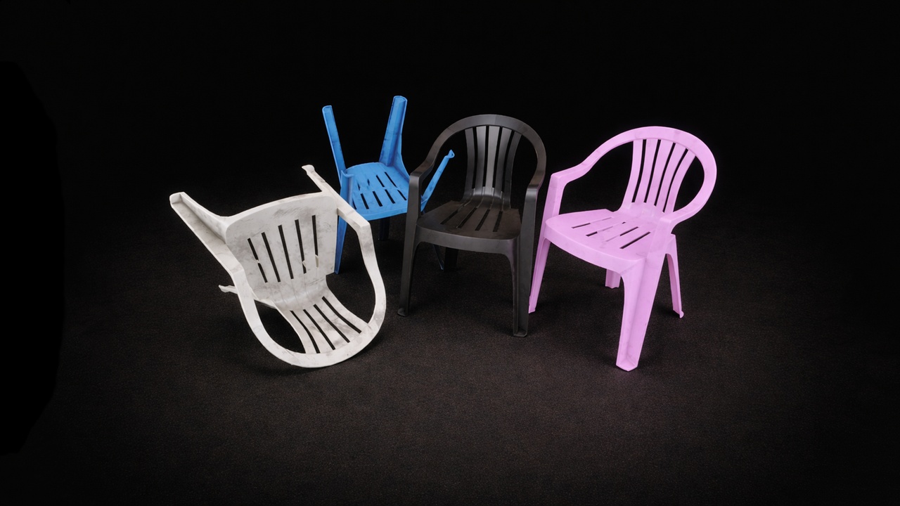 Media 1 for listing Realistic Plastic Chair Pack – Worn Outdoor Seating Set (PBR Ready)