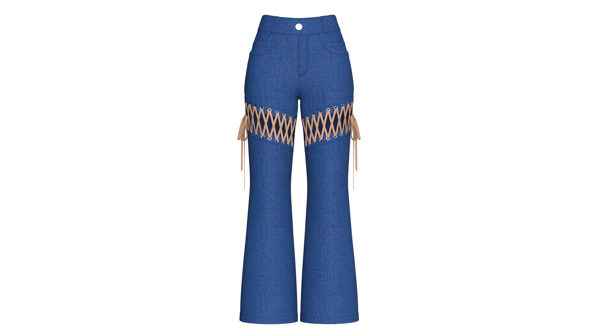 Media 1 for listing Girls Denim Lace - Up Cut Out Flared Pant | High Poly