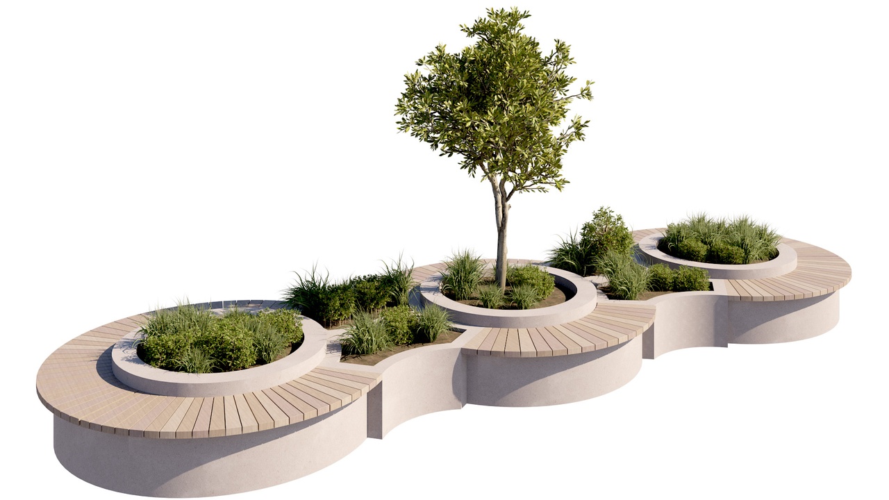 Media 1 for listing Urban Public Furniture Circular Bench and Greenery Island