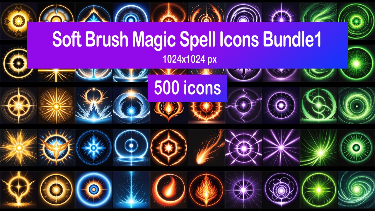 Media 1 for listing Soft Brush Magic Spell Icons Bundle1