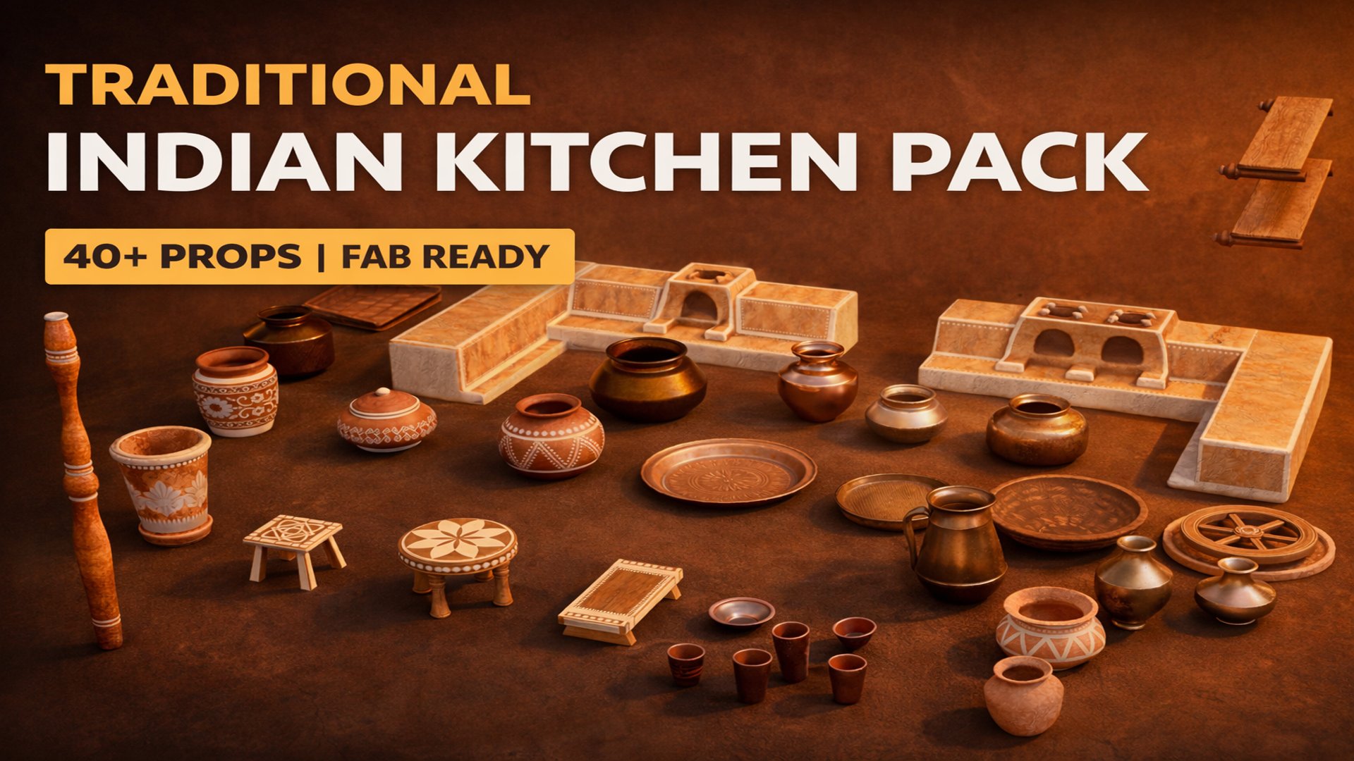 Traditional Indian Kitchen Props Pack | Modular Cooking Set & Utensils ...
