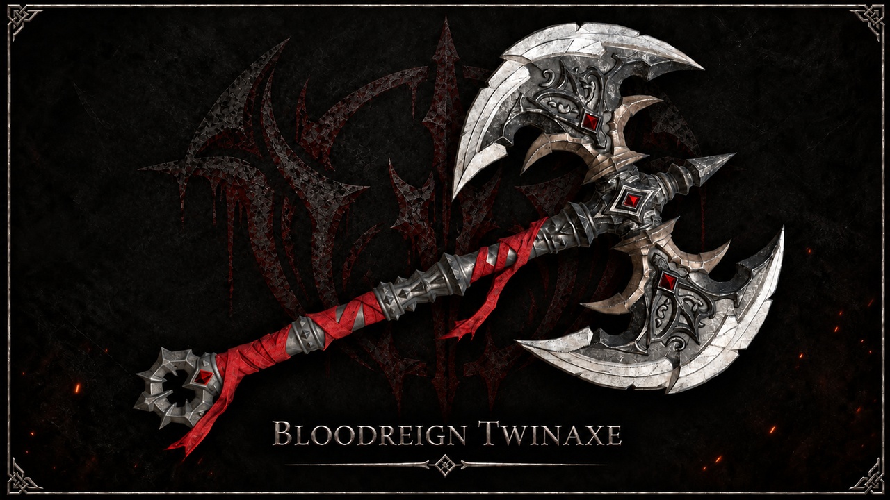 Media 1 for listing Bloodreign Twinaxe – Dark Fantasy Double-Headed Battle Axe