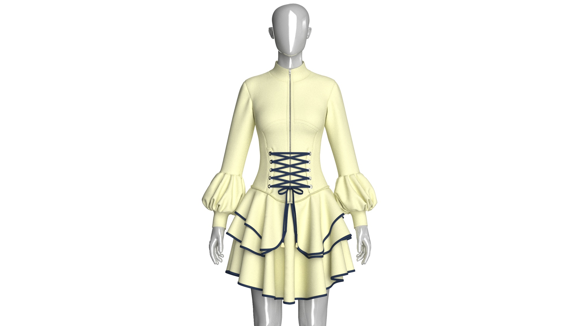 Media 1 for listing Girls Half - Zip Corset Waist Ruffled Dress | High Poly