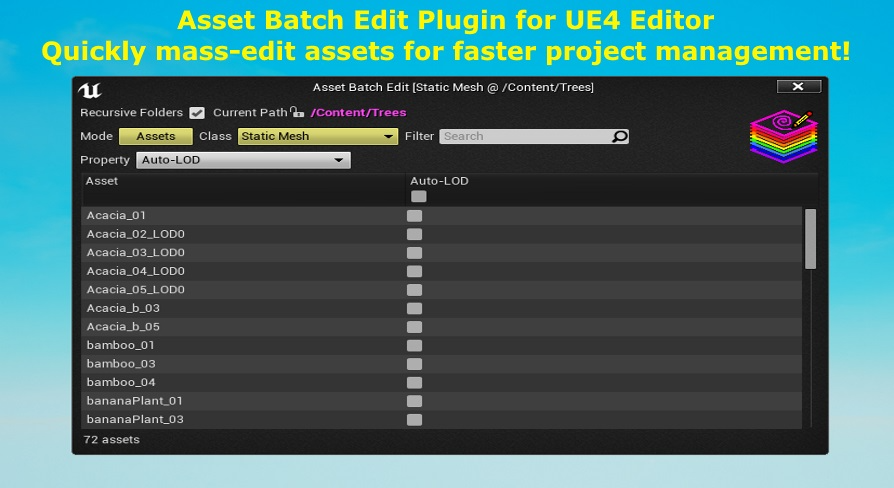 Asset Batch Edit Plugin for UE4 Editor | Fab