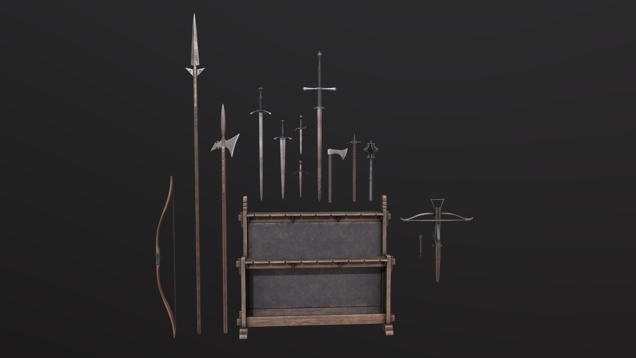 Media 1 for listing Medieval weapons with weapon rack