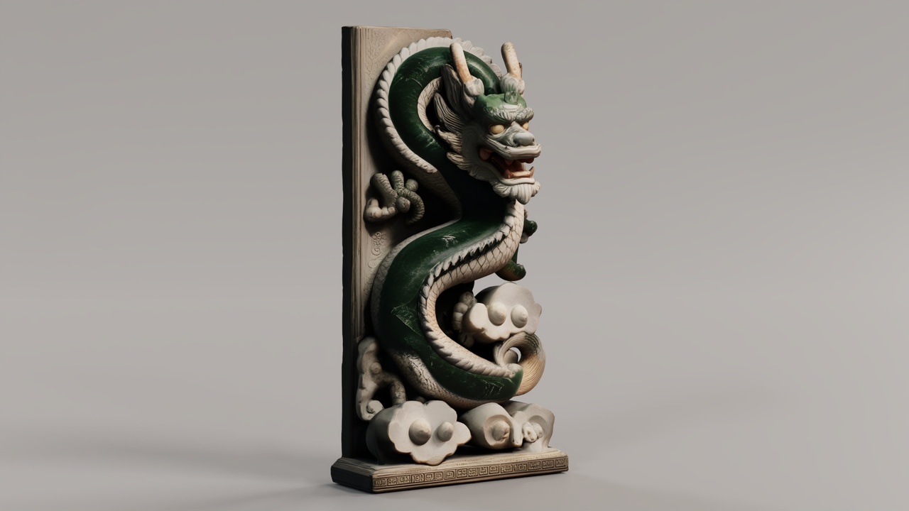 Media 1 for listing Chinese Dragon Statues Pack – 11 Asian Mythology Decorative Sculptures