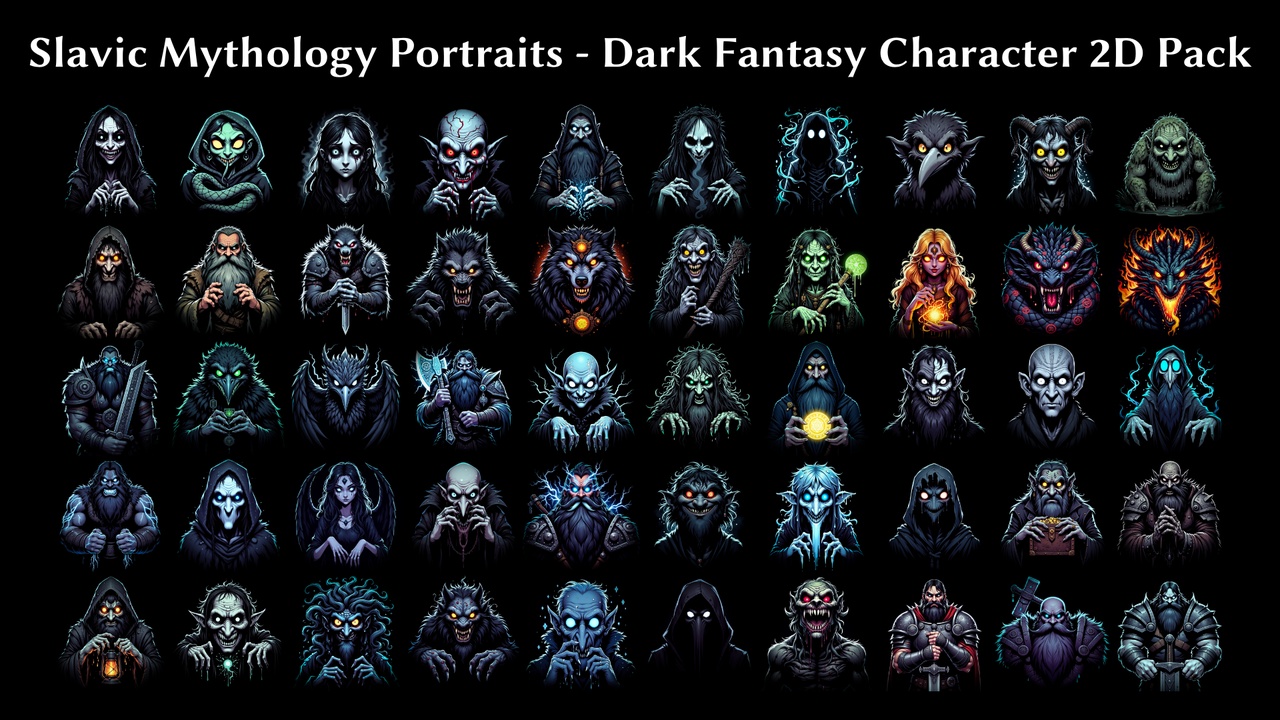 Media 1 for listing Slavic Mythology Portraits - Dark Fantasy Character 2D Pack