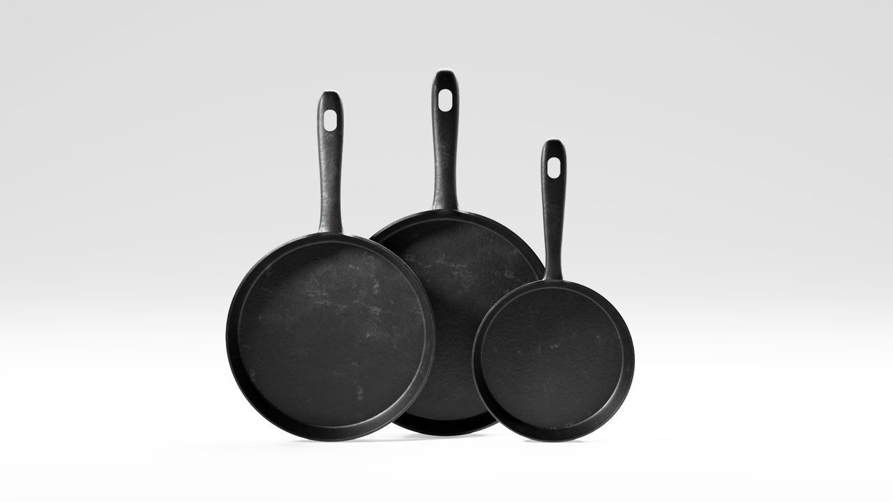 Media 1 for listing Ultra Realistic Cast Iron Skillet Set (3 Sizes) - Nanite