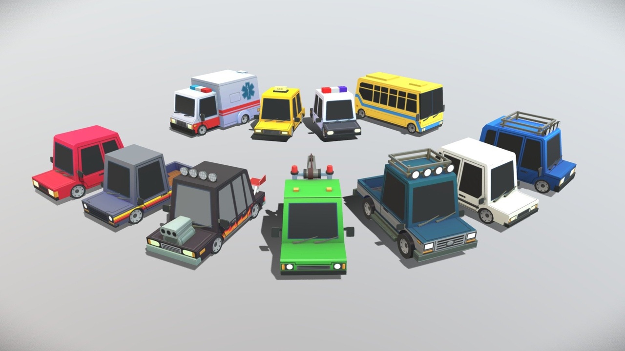 Media 1 for listing Low Poly Cars, Pack Game Asset
