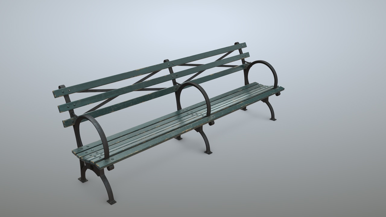 Media 1 for listing Bench Long Green +PBR