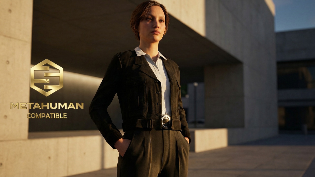 Media 1 for listing Modern Executive Field Jacket Outfit with Cropped Blazer and Tailored Trousers