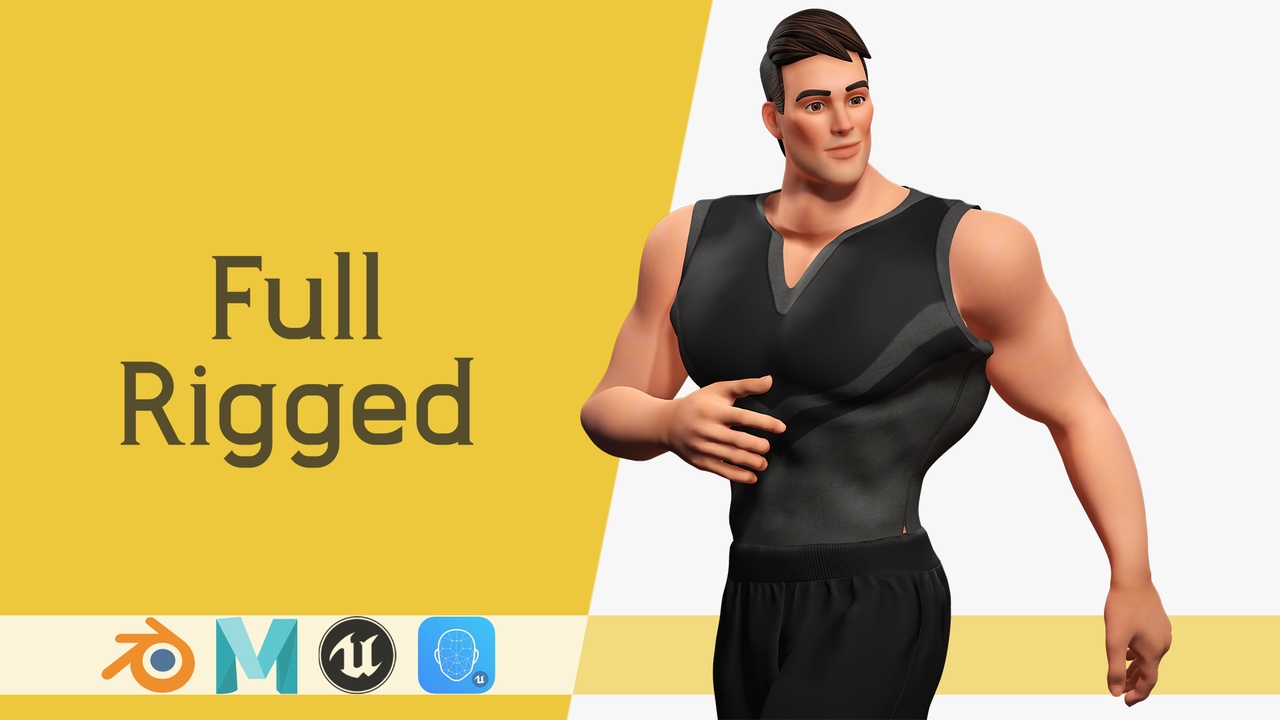 商品 Muscular Sportsman  Athlete Rigged Stylized Fit Male Model Fitness Guy 的媒体 1