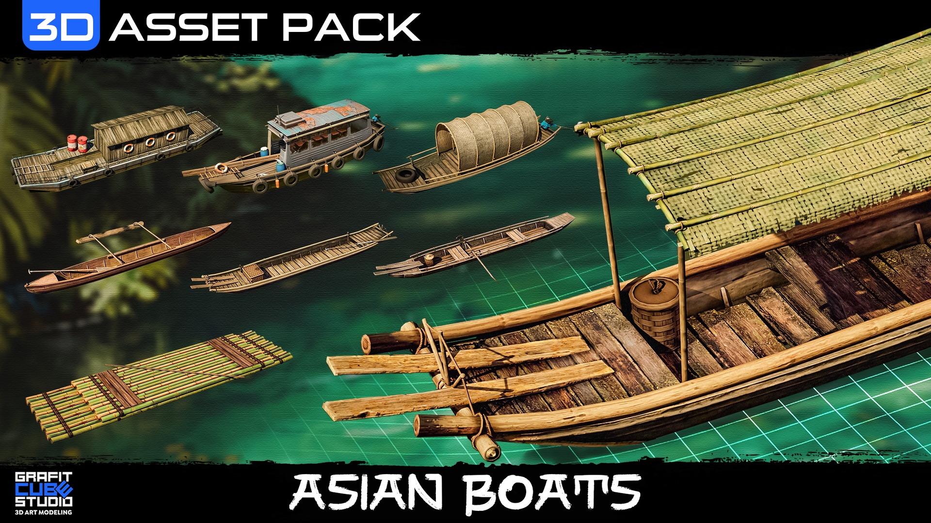 Medium 1 für Eintrag Asian Boats 3D Kitbash Pack