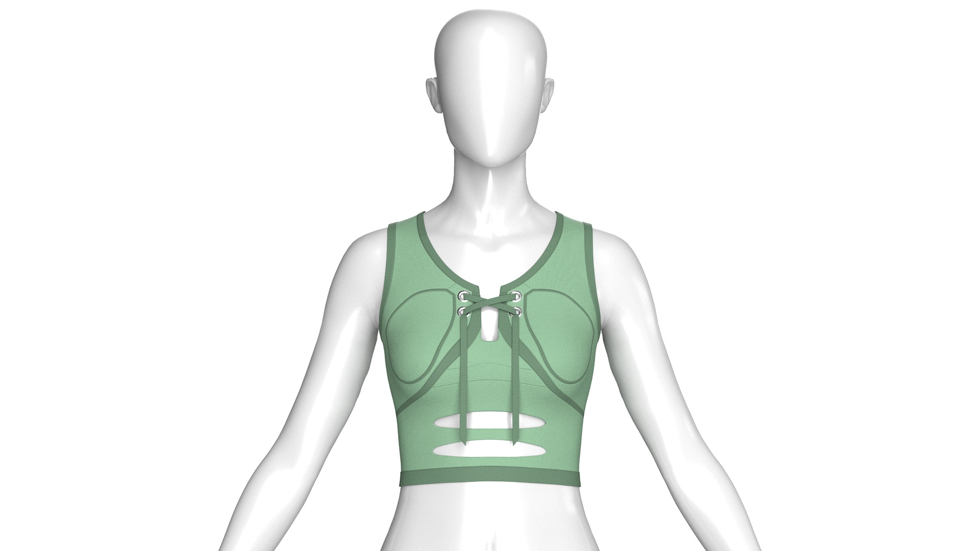 Media 1 for listing Girls Lace - Up Crop Top With Keyhole Cutout | High Poly