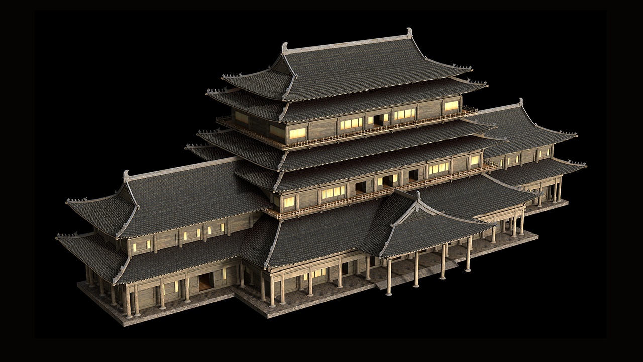 Media 1 for listing Chinese old building rock wood temple