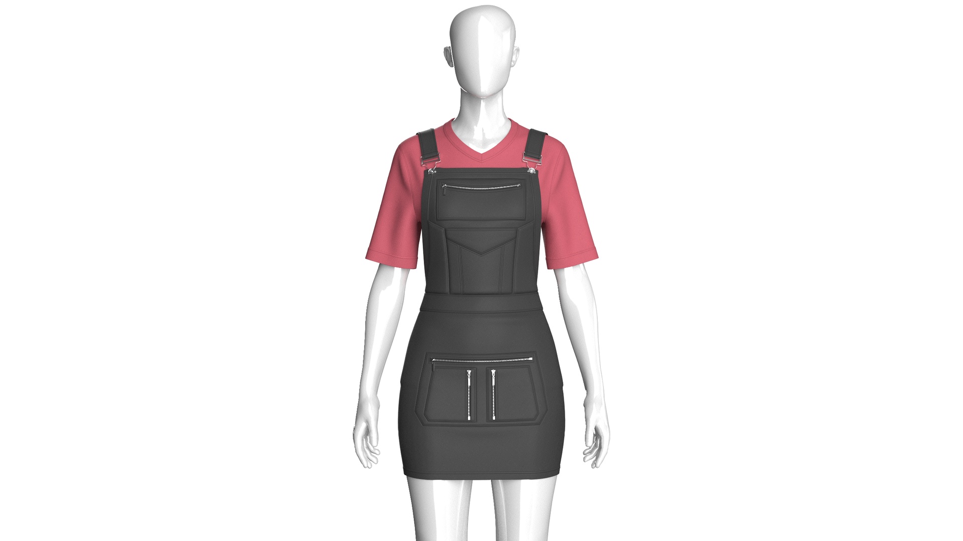 Media 1 for listing Girls V-Neck Tshirt With Pinafore Skirt Dress | High Poly