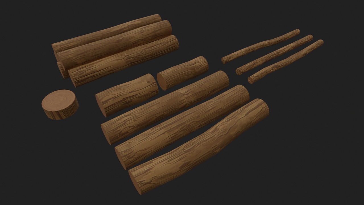 Media 1 for listing Stylized Wood Logs & Timber Pack - Game Ready Environment Props