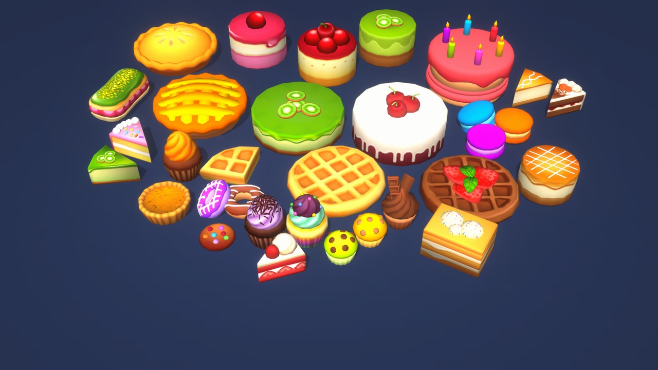 Media 1 for listing Stylized Low Poly Dessert Pack