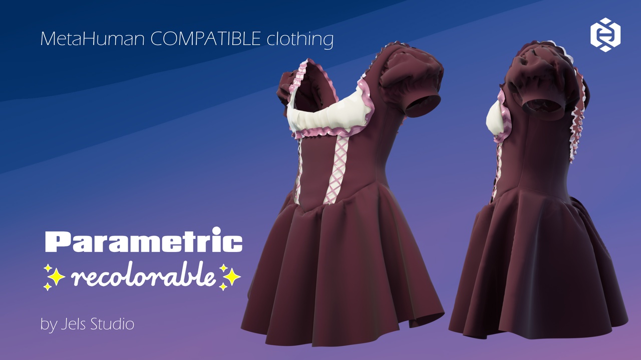 الوسائط 1 للقائمة Puffy sleeves dress - Parametric Metahuman clothing/clothes-Customizable colors