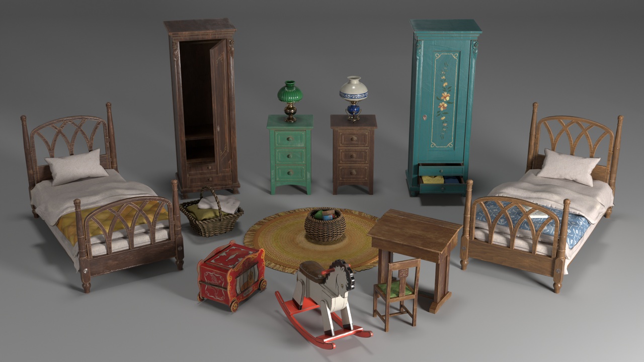 Media 1 for listing 19th Century/Victorian Child's Room - Furniture & Props