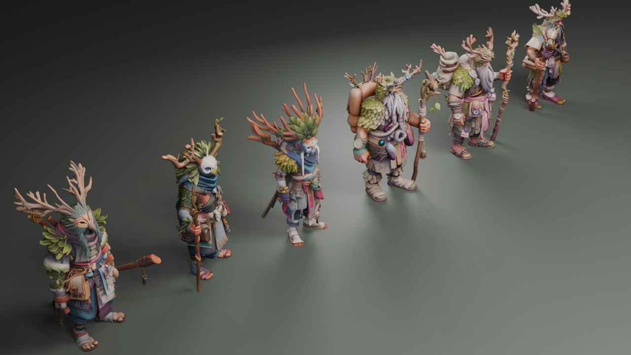 Media 1 for listing Stylized Druids (LowPoly)🧙‍♂️