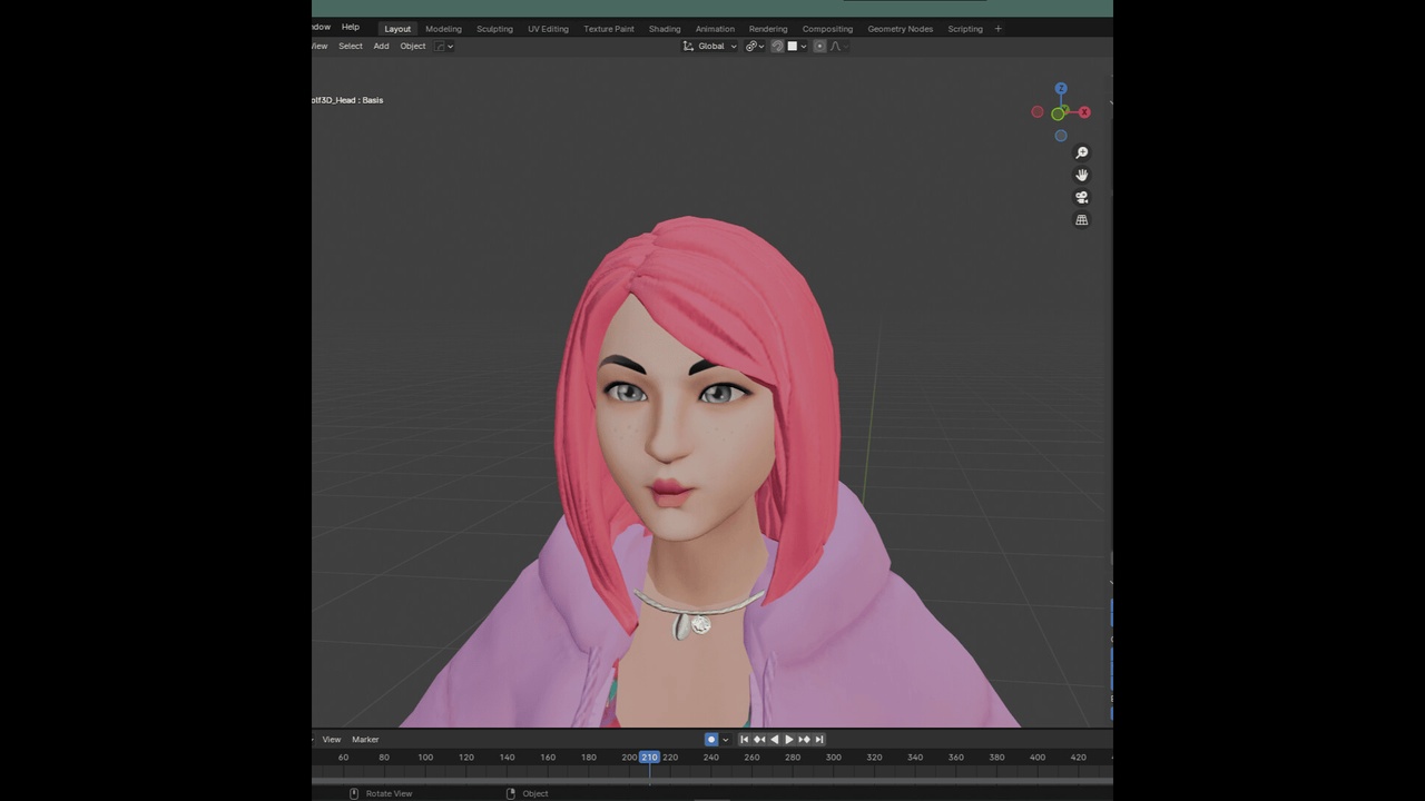 商品 Female Stylized Pink Hair 的媒体 1