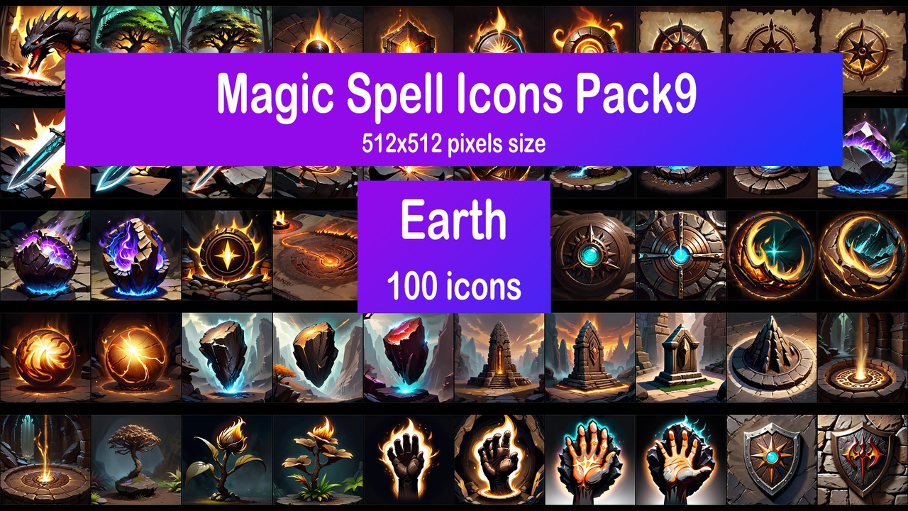 Media 1 for listing Magic Spell Icons Pack9 - Earth