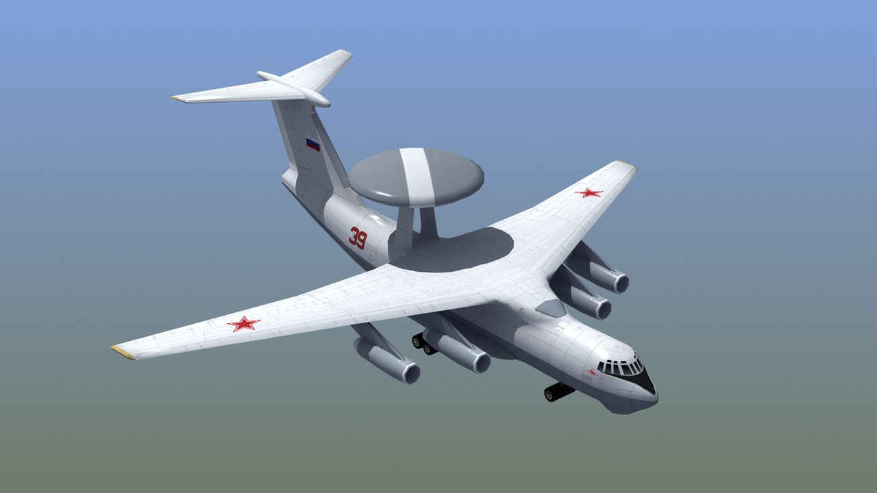 Media 1 for listing A-50 Mainstay AWACS Aircraft Russian Air Force Game Ready 3D Model