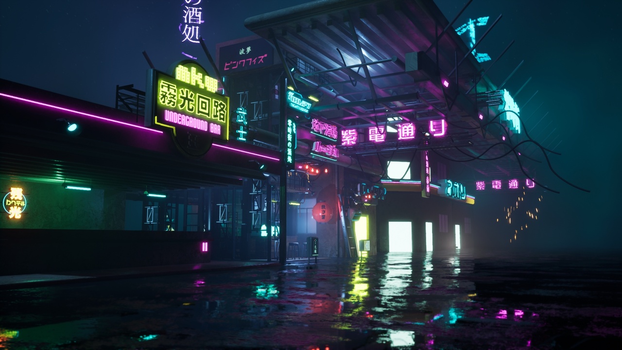出品Japanese Cyberpunk Night Bar – Full Environmentのメディア1