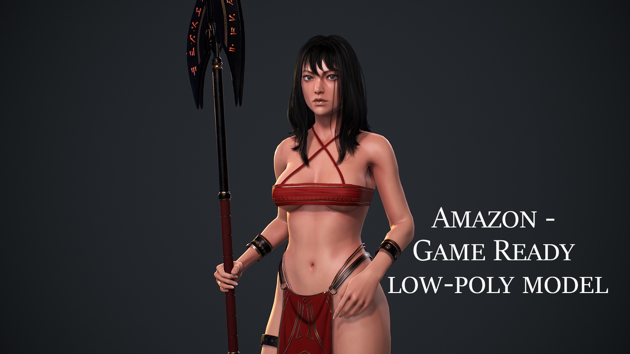 Media 1 for listing Amazon Female Warrior, Native Knight Realistic Girl MMORPG Stylized Character