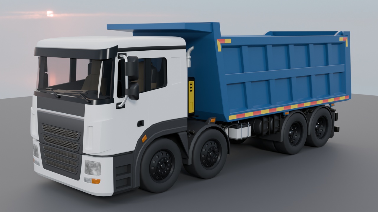 Media 1 for listing Realistic Tipper Truck 3D Model – Fully Rigged & Animated Construction Vehicle