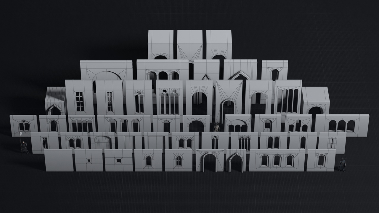 Media 1 for listing Medieval Modular Wall Pack - Kitbash Collection