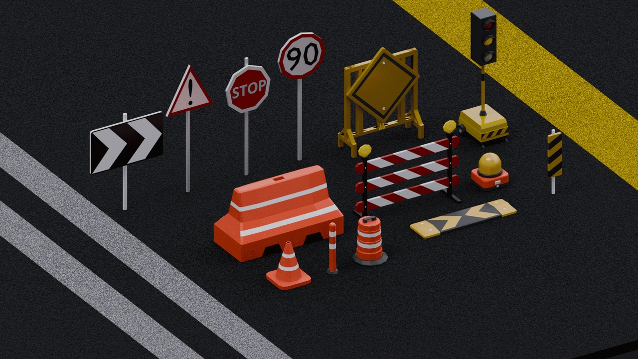 Media 1 for listing Low Poly Road Props Pack