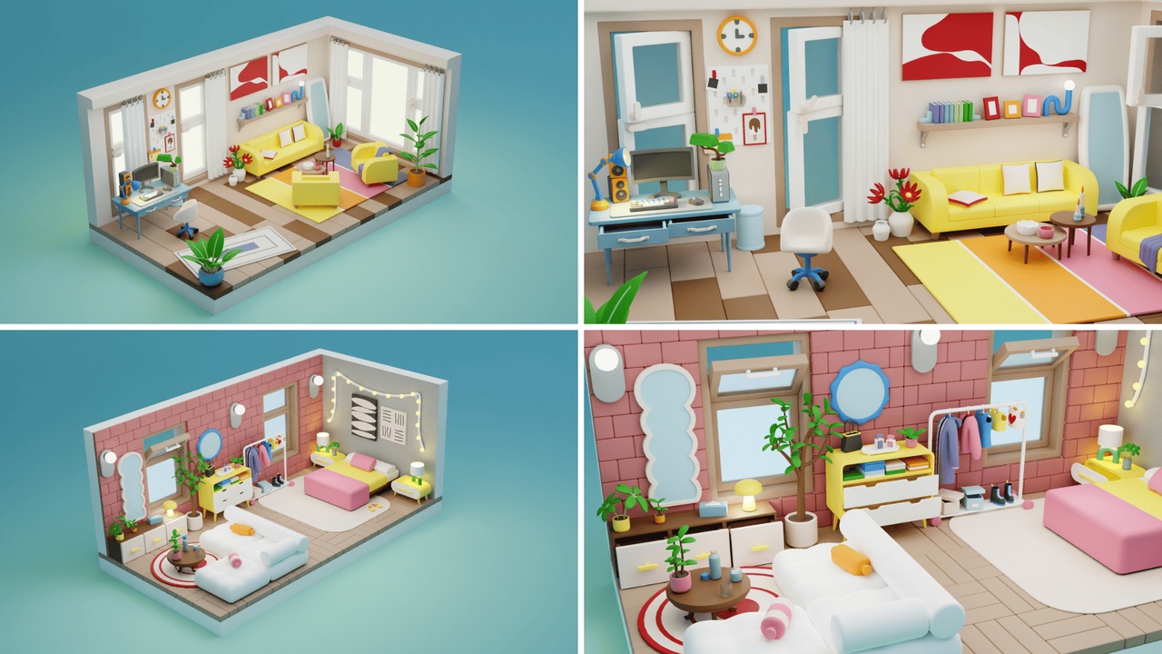 Media 1 for listing BIG PACK Interactive Cartoon Interiors & Rooms