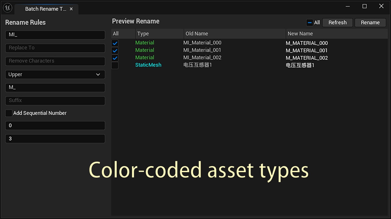 Batch Asset Rename Tool | Fab