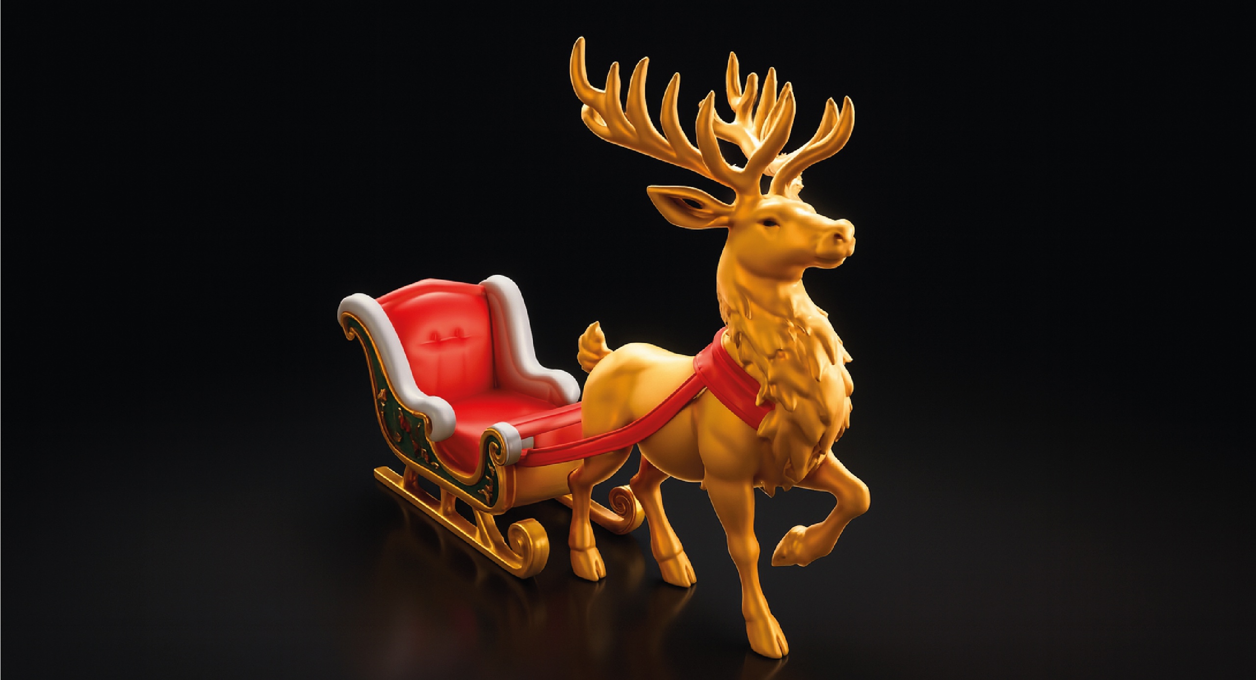 Media 1 for listing Majestic Holiday Reindeer & Sleigh – 3D Collectible Model