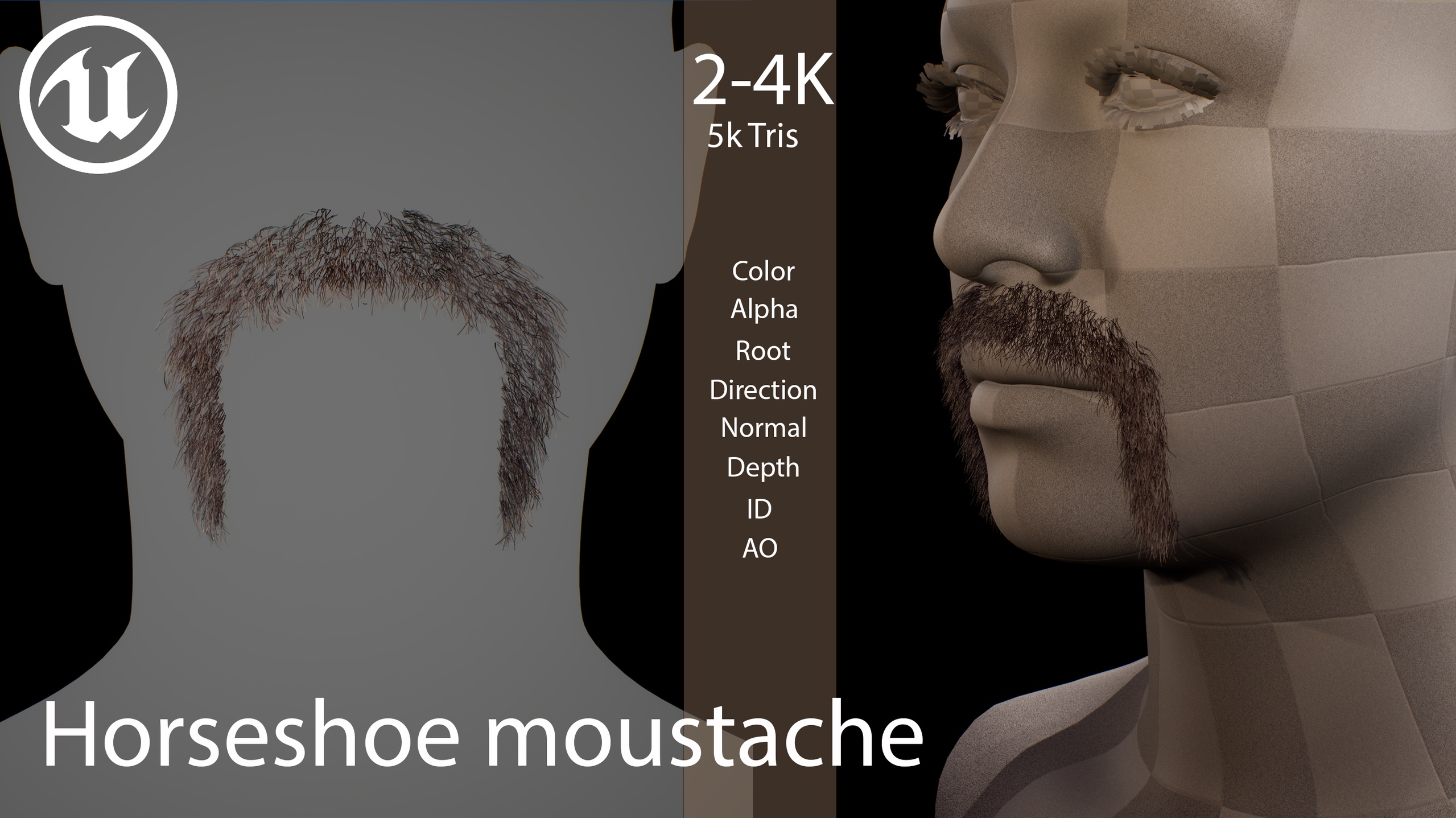 Media 1 for listing Horseshoe Moustache Real Time Facial hair