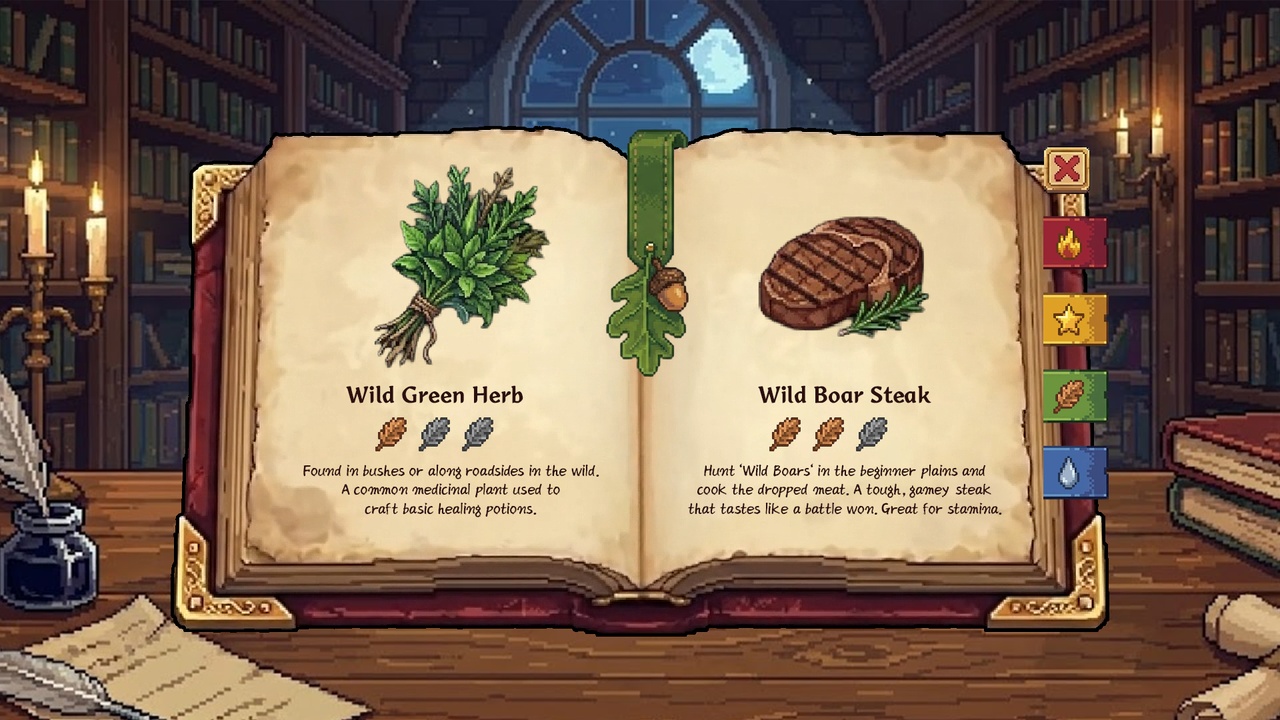 Media 1 for listing Animated Pixel Magic Book: Fantasy RPG UI & Icon Kit