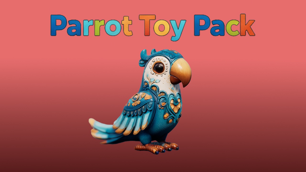 Media 1 for listing Parrot Toy Pack – 7 Stylized Colorful Bird 3D Models