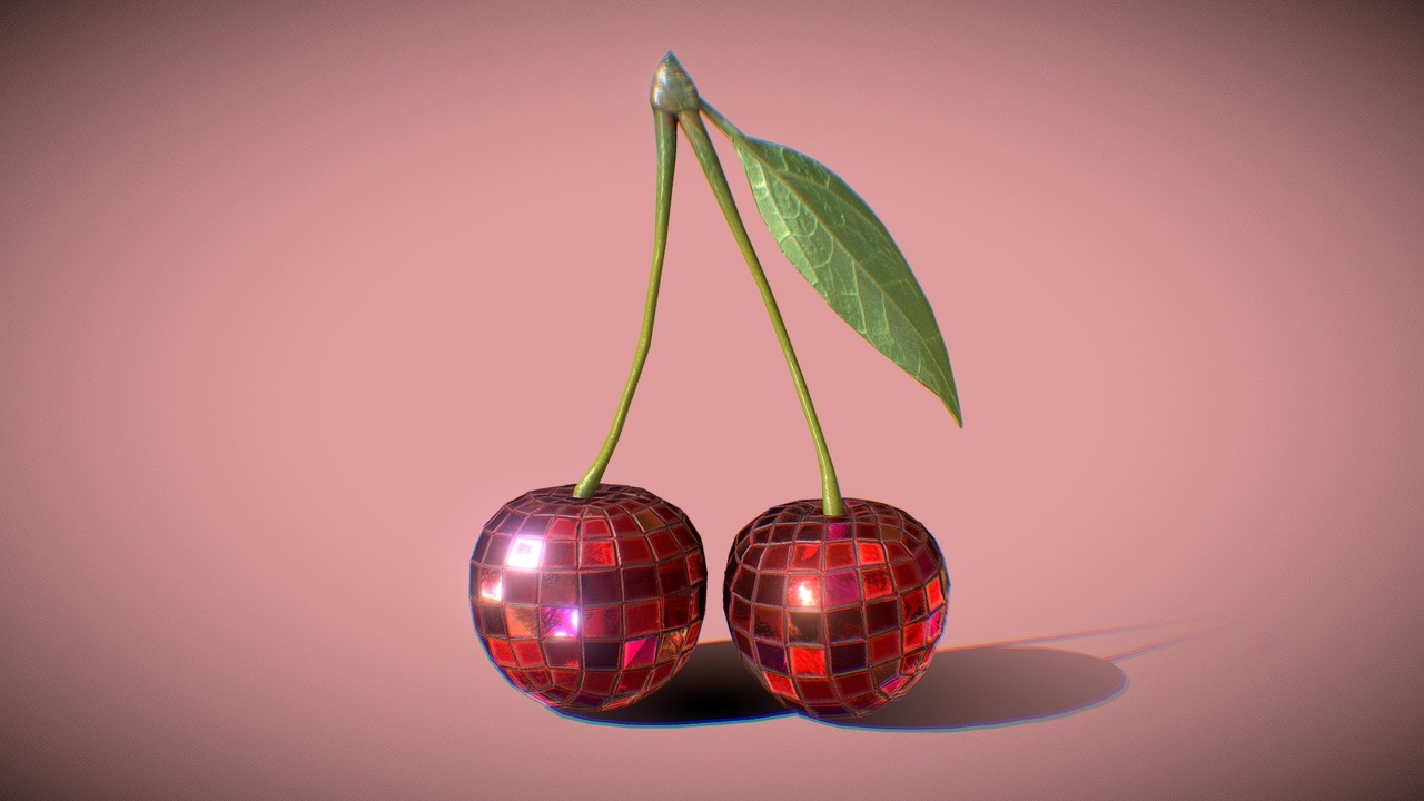 Media 1 for listing Low Poly Disco Cherry Model with Rotation Animation for Decorations and Games