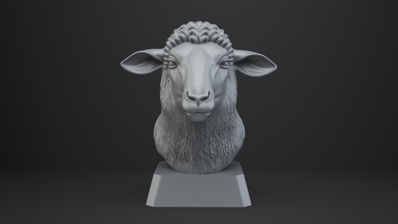 Media 1 for listing Sheep Bust - Animal Figurine